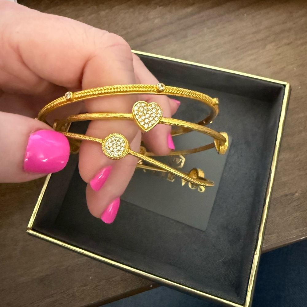 Julie Vos Gold Heart and Circle Bracelet Set